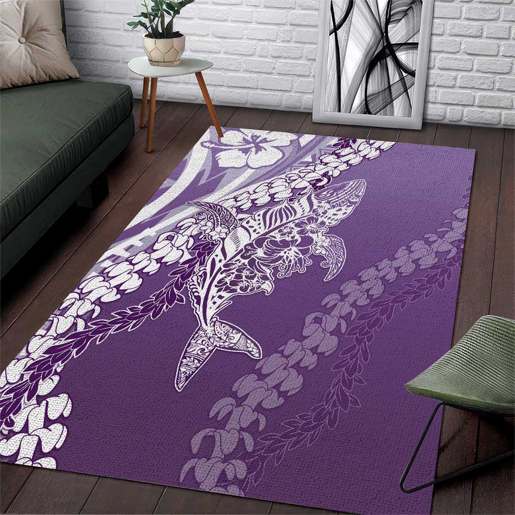 Hawaii Puakenikeni And Maile Lei Area Rug Violet Polynesian Shark Tattoo DT05
