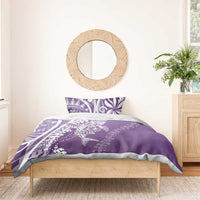 Hawaii Puakenikeni And Maile Lei Bedding Set Violet Polynesian Shark Tattoo DT05