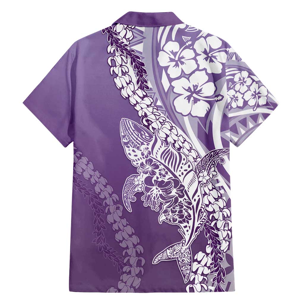 Hawaii Puakenikeni And Maile Lei Family Matching Off Shoulder Maxi Dress and Hawaiian Shirt Violet Polynesian Shark Tattoo DT05 - Polynesian Pride