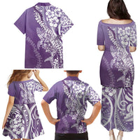 Hawaii Puakenikeni And Maile Lei Family Matching Puletasi and Hawaiian Shirt Violet Polynesian Shark Tattoo DT05 - Polynesian Pride