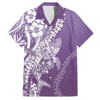 Hawaii Puakenikeni And Maile Lei Family Matching Puletasi and Hawaiian Shirt Violet Polynesian Shark Tattoo DT05 Dad's Shirt - Short Sleeve Violet - Polynesian Pride