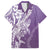 Hawaii Puakenikeni And Maile Lei Family Matching Short Sleeve Bodycon Dress and Hawaiian Shirt Violet Polynesian Shark Tattoo DT05