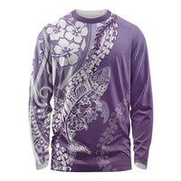 Hawaii Puakenikeni And Maile Lei Long Sleeve Shirt Violet Polynesian Shark Tattoo DT05 Unisex Violet - Polynesian Pride