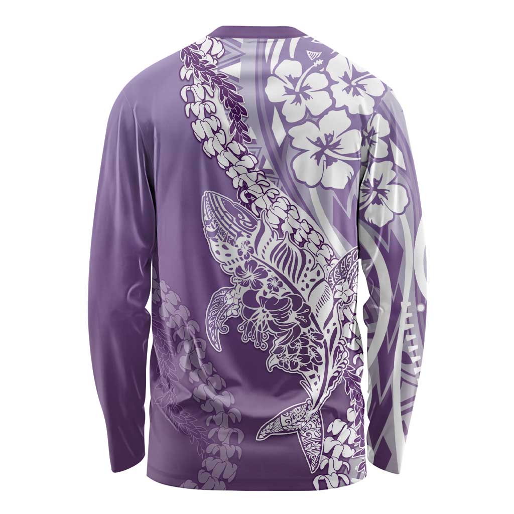 Hawaii Puakenikeni And Maile Lei Long Sleeve Shirt Violet Polynesian Shark Tattoo DT05 - Polynesian Pride