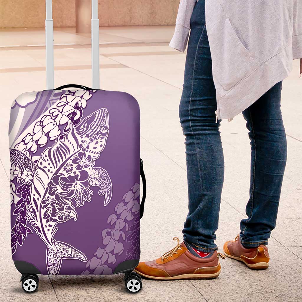 Hawaii Puakenikeni And Maile Lei Luggage Cover Violet Polynesian Shark Tattoo DT05