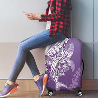Hawaii Puakenikeni And Maile Lei Luggage Cover Violet Polynesian Shark Tattoo DT05