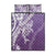 Hawaii Puakenikeni And Maile Lei Quilt Bed Set Violet Polynesian Shark Tattoo DT05