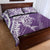 Hawaii Puakenikeni And Maile Lei Quilt Bed Set Violet Polynesian Shark Tattoo DT05