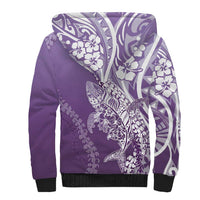 Hawaii Puakenikeni And Maile Lei Sherpa Hoodie Violet Polynesian Shark Tattoo DT05