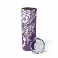 Hawaii Puakenikeni And Maile Lei Skinny Tumbler Violet Polynesian Shark Tattoo DT05