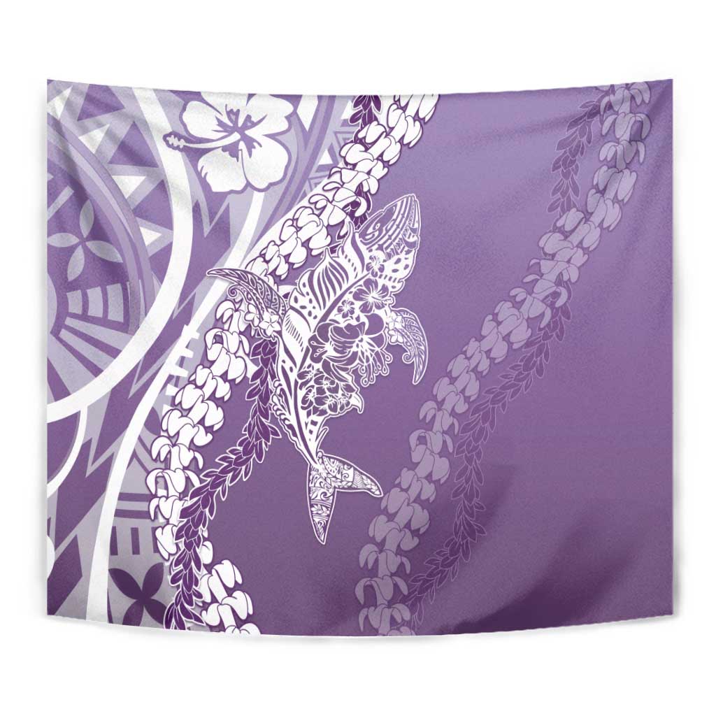 Hawaii Puakenikeni And Maile Lei Tapestry Violet Polynesian Shark Tattoo DT05