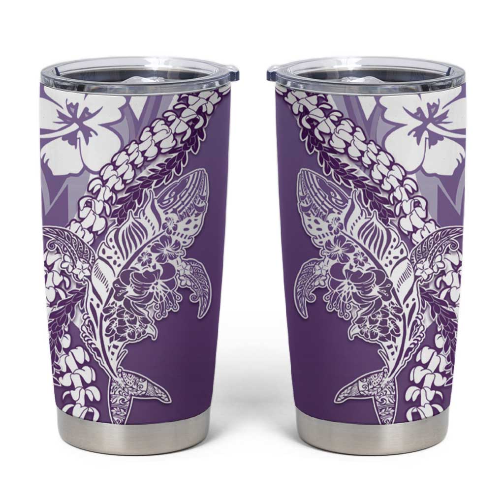 Hawaii Puakenikeni And Maile Lei Tumbler Cup Violet Polynesian Shark Tattoo DT05