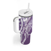Hawaii Puakenikeni And Maile Lei Tumbler With Handle Violet Polynesian Shark Tattoo DT05