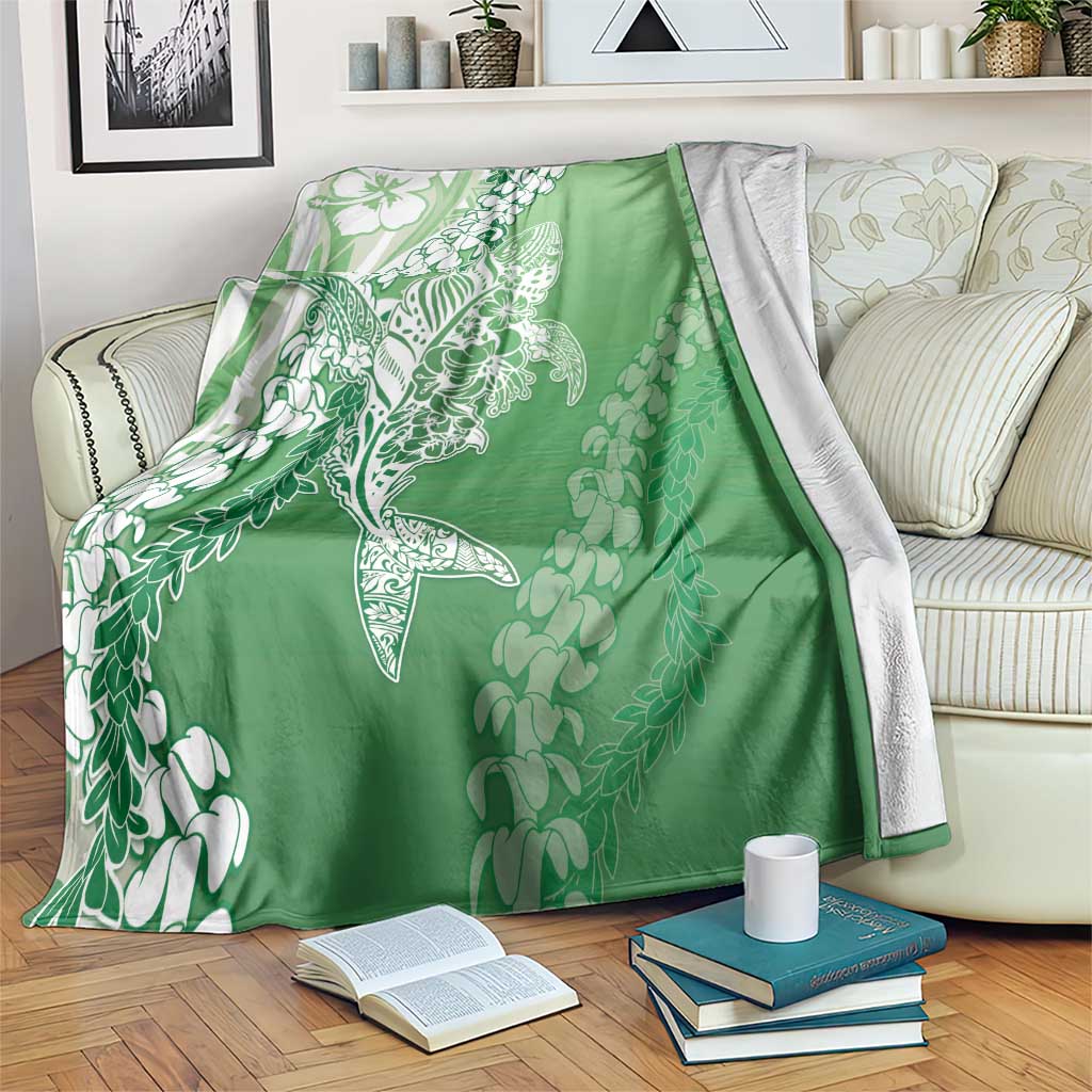 Hawaii Puakenikeni And Maile Lei Blanket Green Polynesian Shark Tattoo DT05