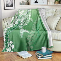 Hawaii Puakenikeni And Maile Lei Blanket Green Polynesian Shark Tattoo DT05