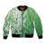 Hawaii Puakenikeni And Maile Lei Bomber Jacket Green Polynesian Shark Tattoo DT05