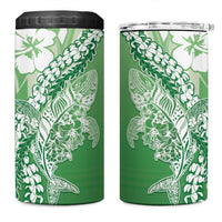Hawaii Puakenikeni And Maile Lei 4 in 1 Can Cooler Tumbler Green Polynesian Shark Tattoo DT05