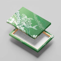 Hawaii Puakenikeni And Maile Lei Canvas Wall Art Green Polynesian Shark Tattoo DT05