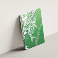 Hawaii Puakenikeni And Maile Lei Canvas Wall Art Green Polynesian Shark Tattoo DT05