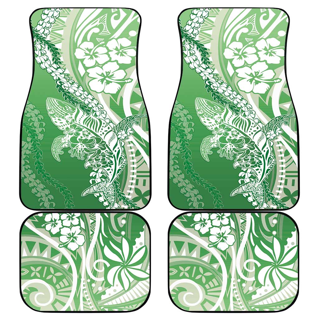 Hawaii Puakenikeni And Maile Lei Car Mats Green Polynesian Shark Tattoo DT05