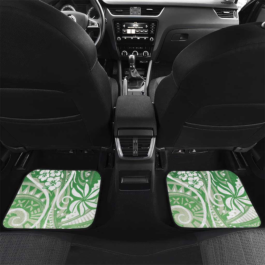 Hawaii Puakenikeni And Maile Lei Car Mats Green Polynesian Shark Tattoo DT05