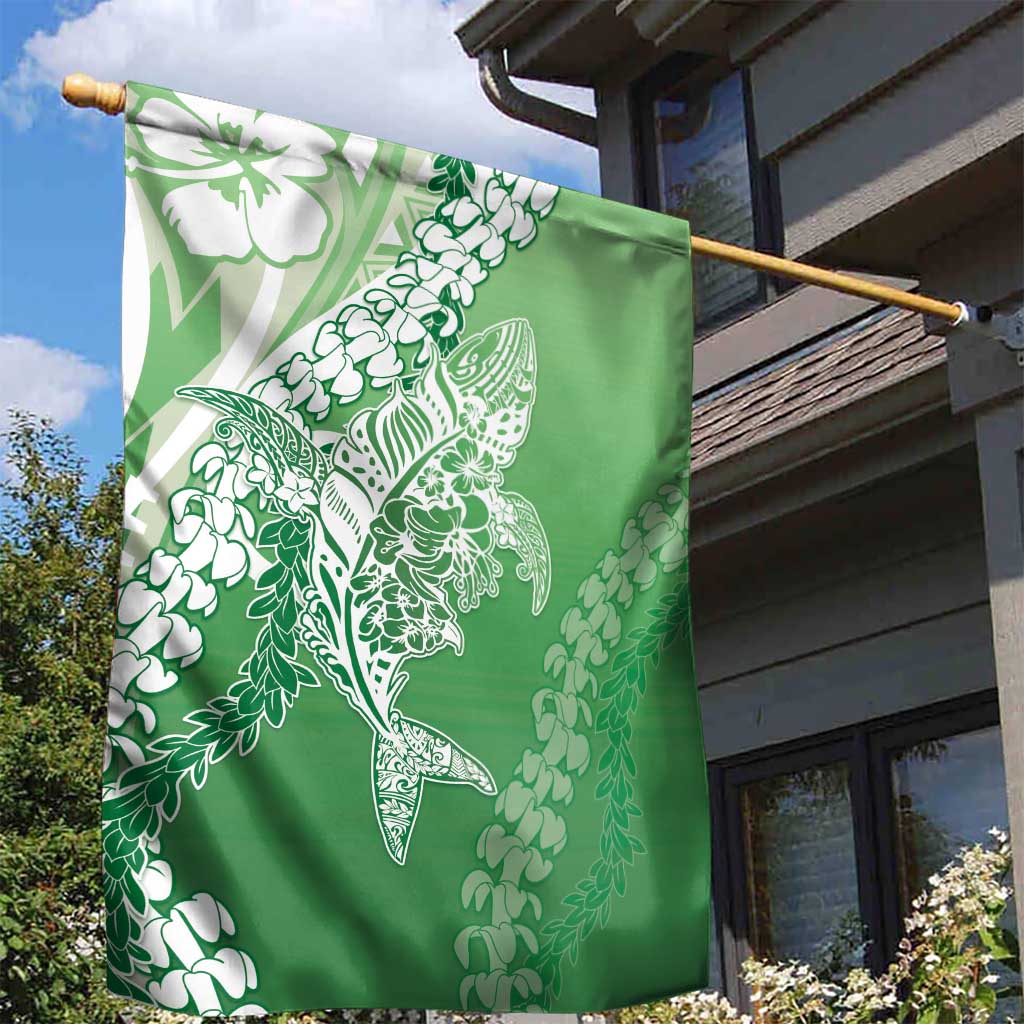 Hawaii Puakenikeni And Maile Lei Garden Flag Green Polynesian Shark Tattoo DT05