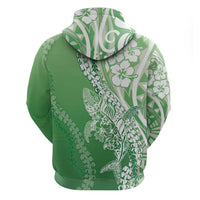 Hawaii Puakenikeni And Maile Lei Hoodie Green Polynesian Shark Tattoo DT05