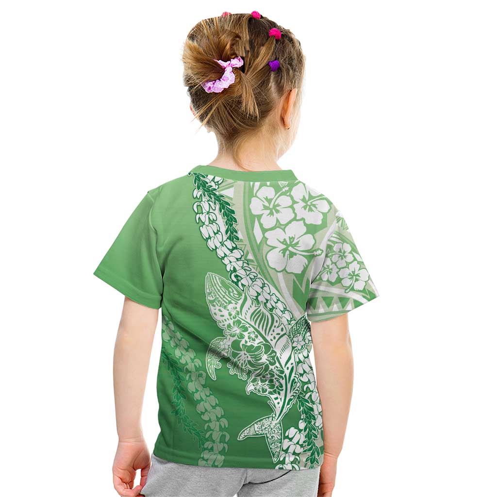 Hawaii Puakenikeni And Maile Lei Kid T Shirt Green Polynesian Shark Tattoo DT05