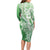 Hawaii Puakenikeni And Maile Lei Long Sleeve Bodycon Dress Green Polynesian Shark Tattoo DT05