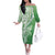 Hawaii Puakenikeni And Maile Lei Off The Shoulder Long Sleeve Dress Green Polynesian Shark Tattoo DT05