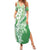 Hawaii Puakenikeni And Maile Lei Summer Maxi Dress Green Polynesian Shark Tattoo DT05