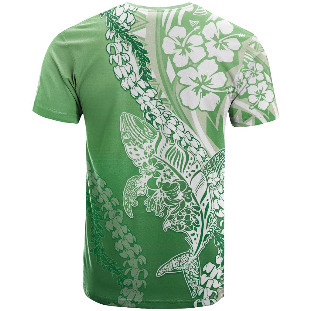 Hawaii Puakenikeni And Maile Lei T Shirt Green Polynesian Shark Tattoo DT05