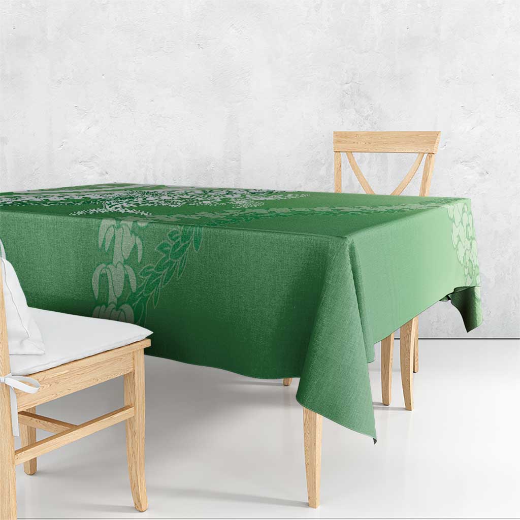 Hawaii Puakenikeni And Maile Lei Tablecloth Green Polynesian Shark Tattoo DT05
