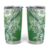 Hawaii Puakenikeni And Maile Lei Tumbler Cup Green Polynesian Shark Tattoo DT05