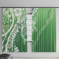 Hawaii Puakenikeni And Maile Lei Window Curtain Green Polynesian Shark Tattoo DT05