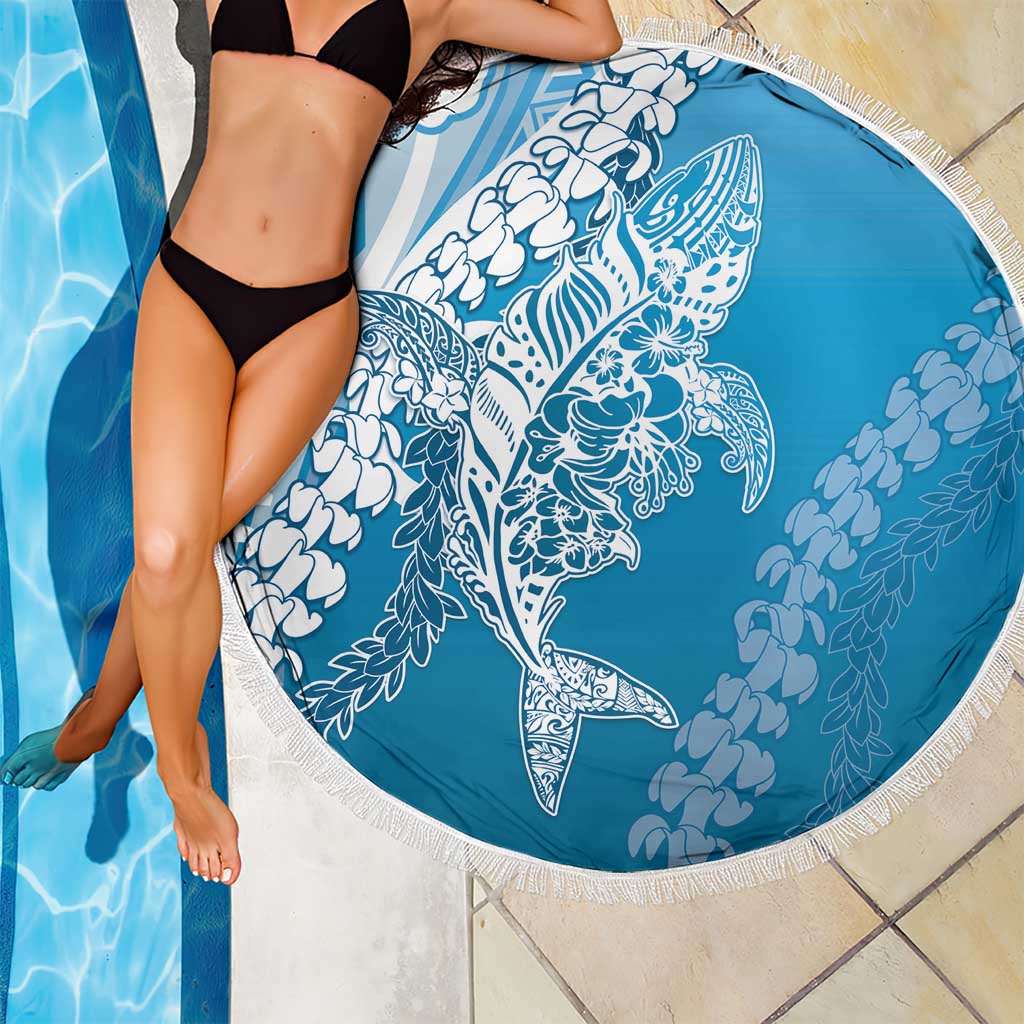 Hawaii Puakenikeni And Maile Lei Beach Blanket Blue Polynesian Shark Tattoo DT05