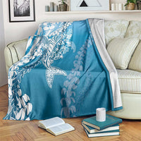 Hawaii Puakenikeni And Maile Lei Blanket Blue Polynesian Shark Tattoo DT05