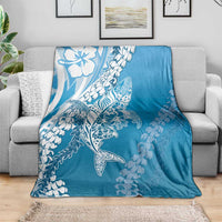 Hawaii Puakenikeni And Maile Lei Blanket Blue Polynesian Shark Tattoo DT05