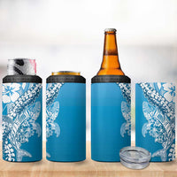 Hawaii Puakenikeni And Maile Lei 4 in 1 Can Cooler Tumbler Blue Polynesian Shark Tattoo DT05