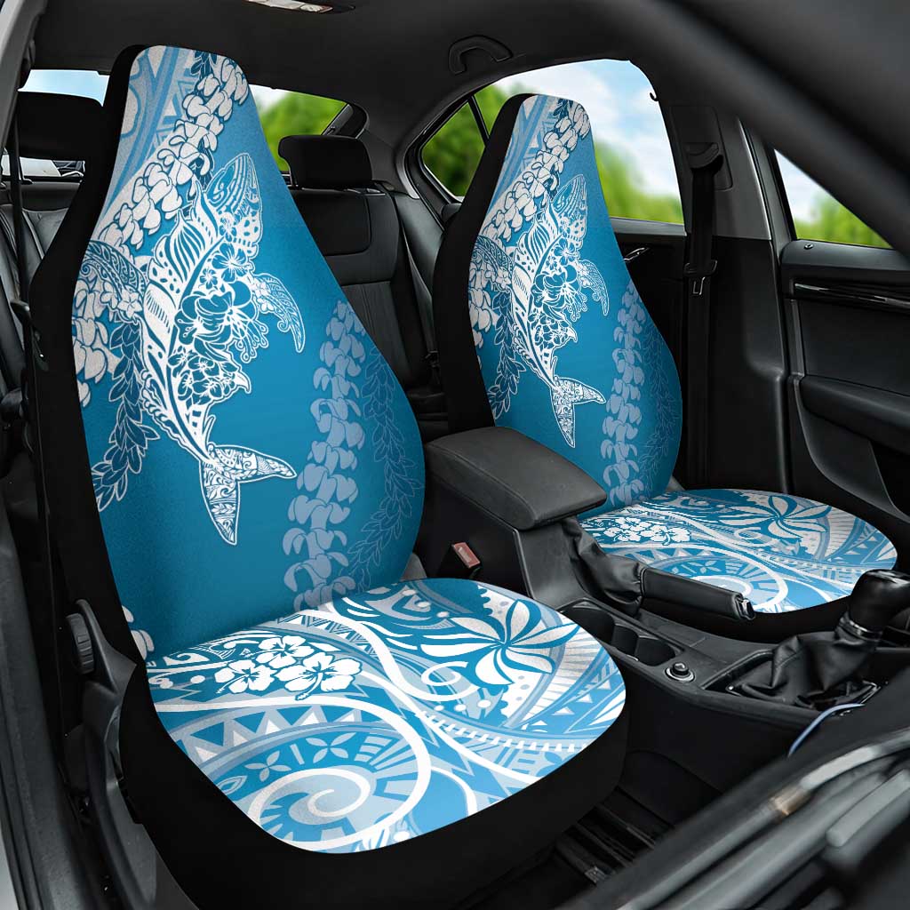Hawaii Puakenikeni And Maile Lei Car Seat Cover Blue Polynesian Shark Tattoo DT05