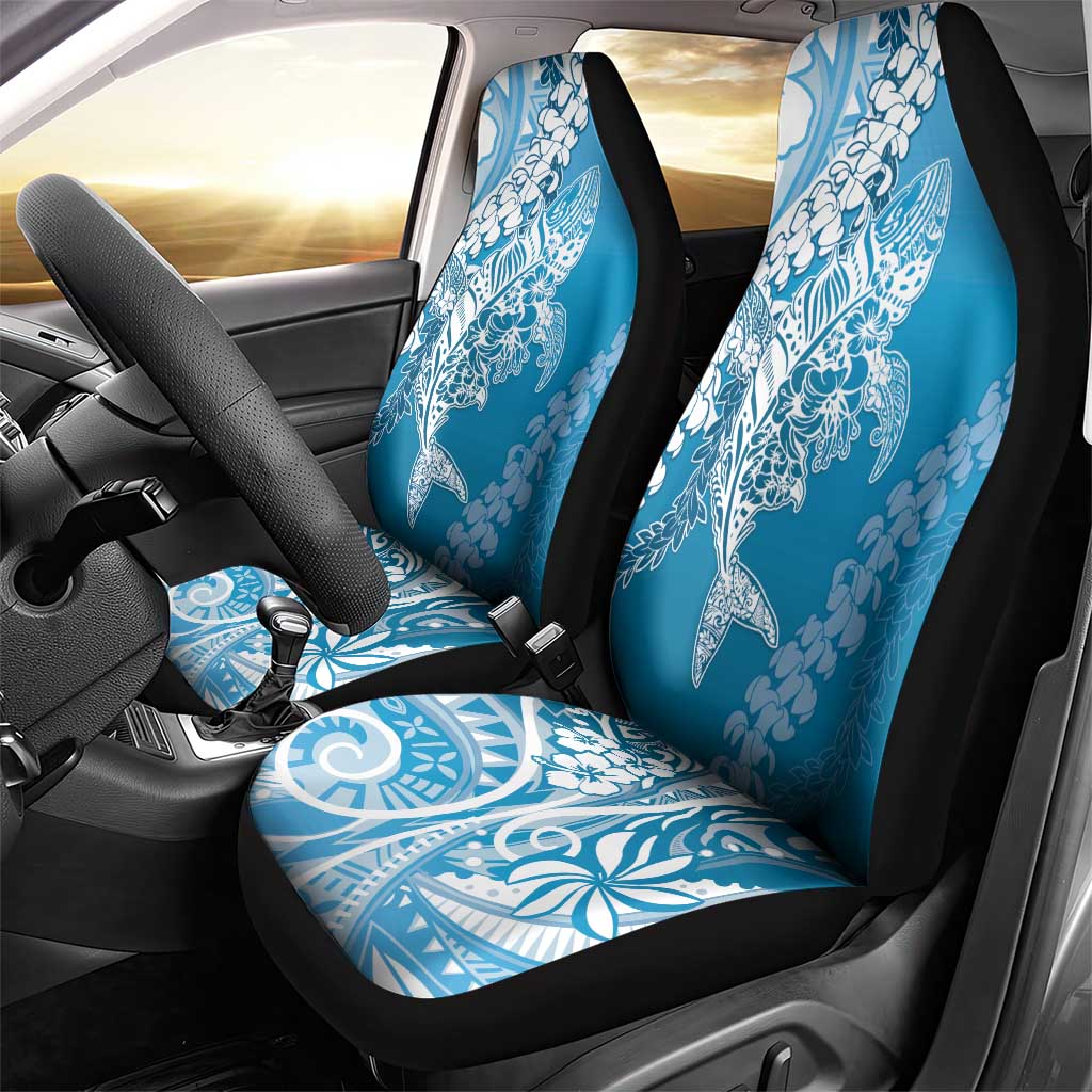 Hawaii Puakenikeni And Maile Lei Car Seat Cover Blue Polynesian Shark Tattoo DT05