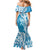 Hawaii Puakenikeni And Maile Lei Family Matching Mermaid Dress and Hawaiian Shirt Blue Polynesian Shark Tattoo DT05
