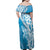 Hawaii Puakenikeni And Maile Lei Family Matching Off Shoulder Maxi Dress and Hawaiian Shirt Blue Polynesian Shark Tattoo DT05