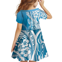 Hawaii Puakenikeni And Maile Lei Family Matching Off Shoulder Short Dress and Hawaiian Shirt Blue Polynesian Shark Tattoo DT05 - Polynesian Pride