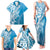 Hawaii Puakenikeni And Maile Lei Family Matching Tank Maxi Dress and Hawaiian Shirt Blue Polynesian Shark Tattoo DT05