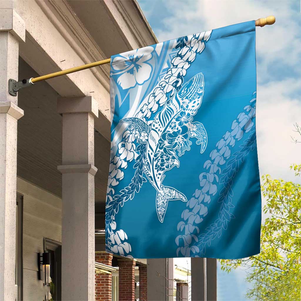 Hawaii Puakenikeni And Maile Lei Garden Flag Blue Polynesian Shark Tattoo DT05