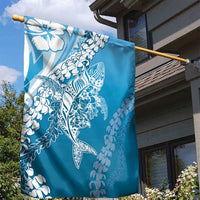 Hawaii Puakenikeni And Maile Lei Garden Flag Blue Polynesian Shark Tattoo DT05