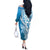 Hawaii Puakenikeni And Maile Lei Off The Shoulder Long Sleeve Dress Blue Polynesian Shark Tattoo DT05