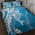 Hawaii Puakenikeni And Maile Lei Quilt Bed Set Blue Polynesian Shark Tattoo DT05
