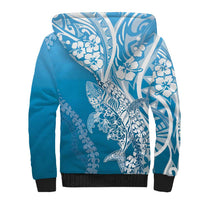 Hawaii Puakenikeni And Maile Lei Sherpa Hoodie Blue Polynesian Shark Tattoo DT05